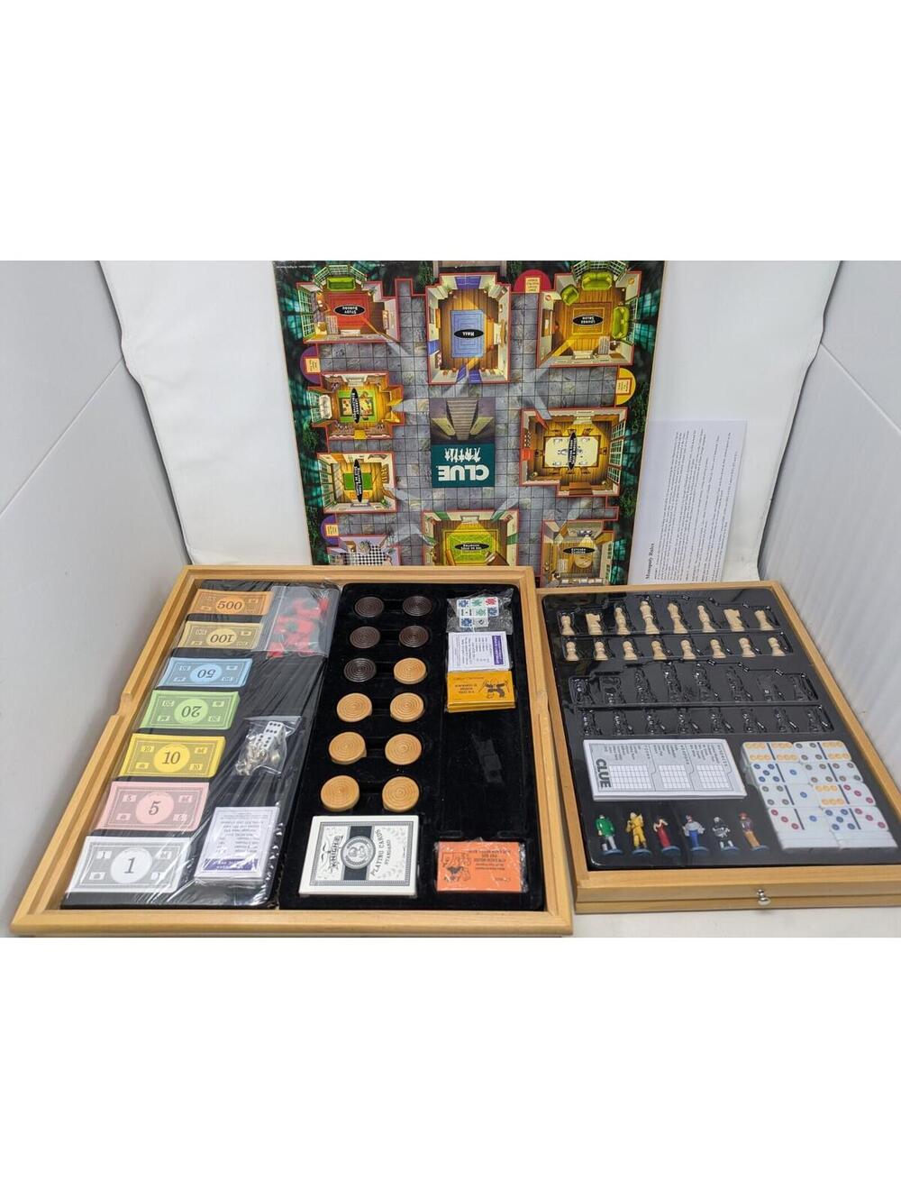 Monopoly/sorry Plus 6 Class Games In 1 Tabletop Wood Cabinet Vtg 2003 Hasbro